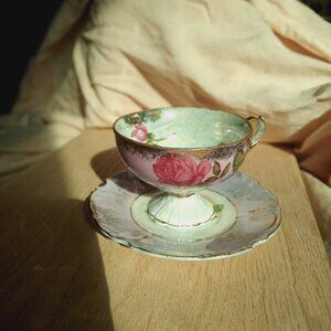 Antique, fancy & beautiful fine English bone china tea cup & saucer